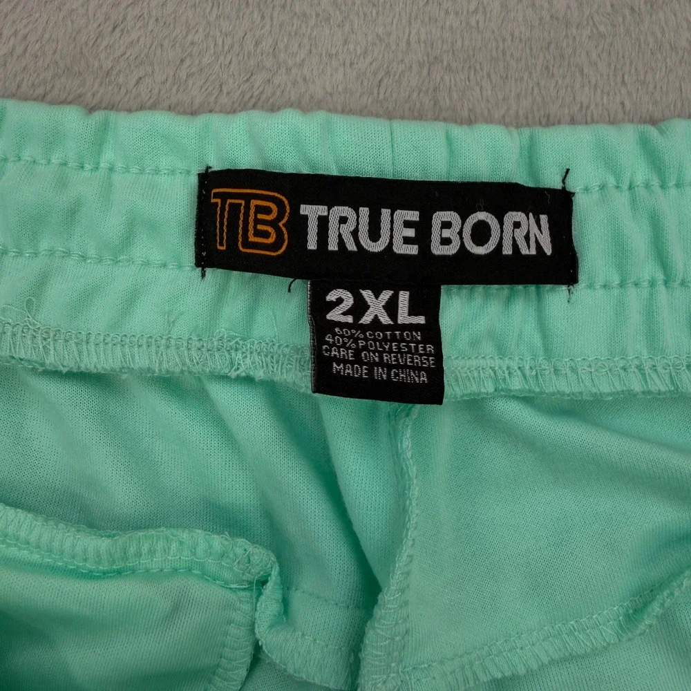 True‎ Born Knit Shorts Mens 2XL Mint Green Zipper Pockets Drawstring Streetwear